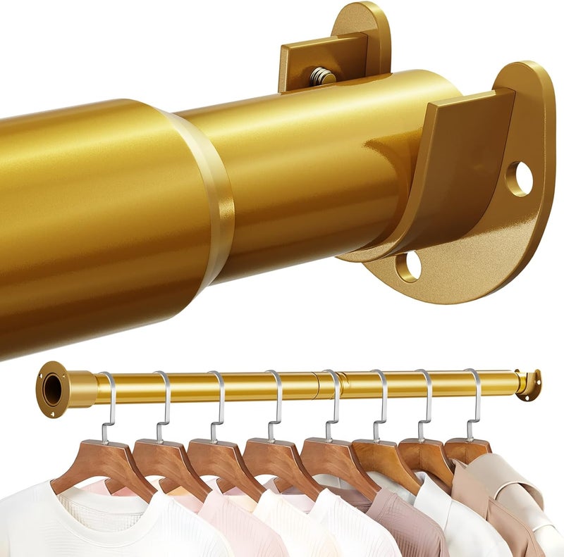 Mavivegue Closet Rod, 17 to 99 Inch Gold Adjustable Closet Rods for Hanging Clothes, Hanging Rod for Closet Wardrobes Laundry RV, Bathroom - Image 1